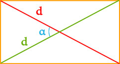 Площадь прямоугольника по диагоналям